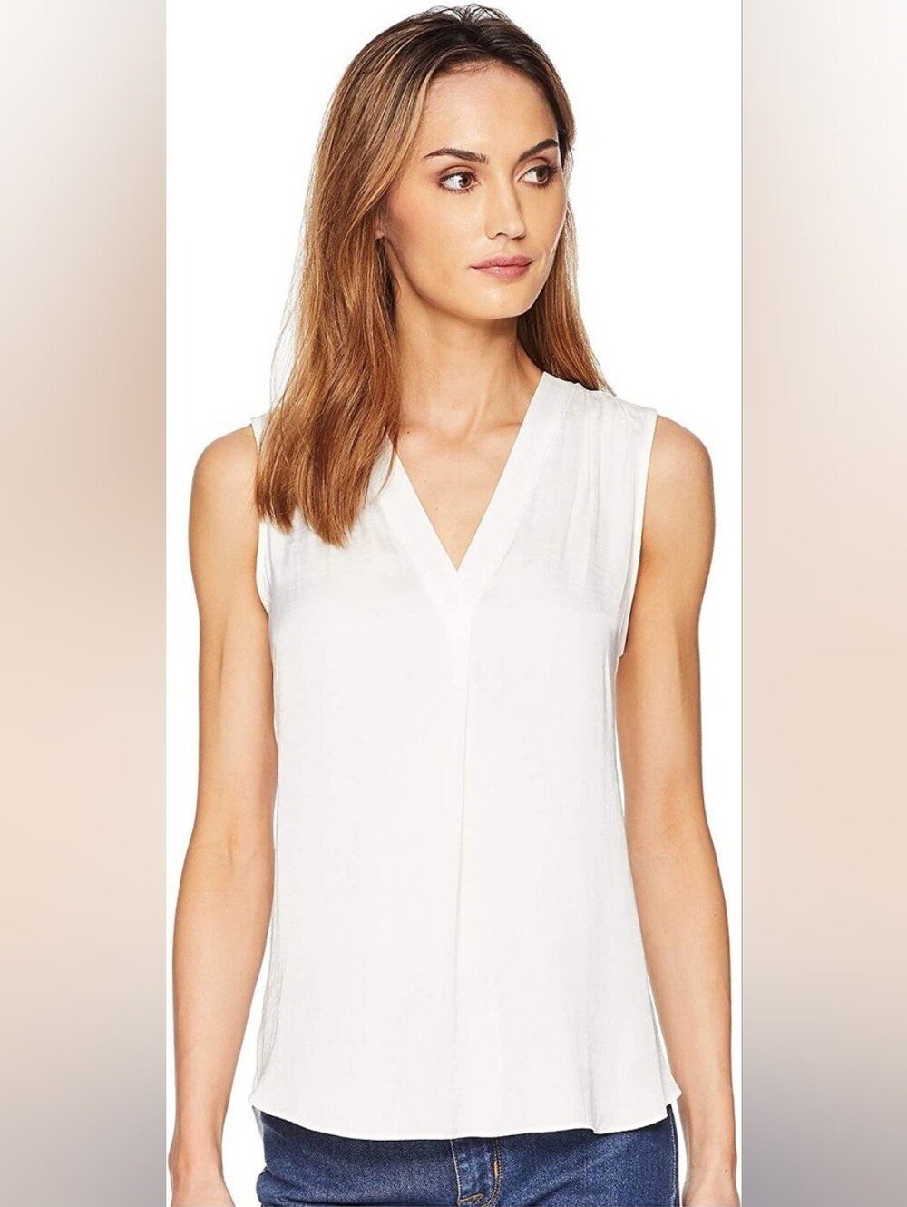 Vince Camuto Women's Sleeveless V-Neck Rumple Blouse